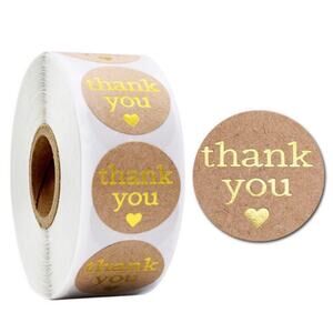New 500 Piece Roll Self-Adhesive Thank You Stickers